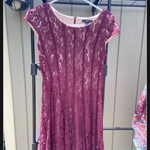 burgundy and cream dress